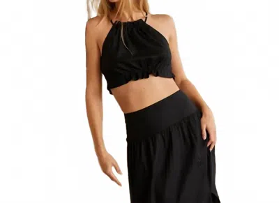 Crescent Halter Top And Skirt In Black