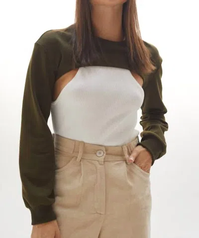 Crescent Harris Cropped Sweatshirt In Olive In Green