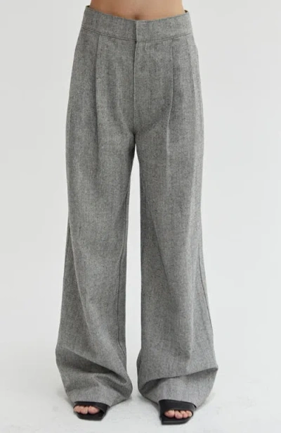Crescent Herringbone Trousers In Grey