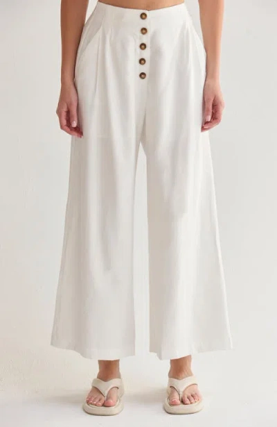 Crescent High Waisted Wide Leg Culotte Pants In White