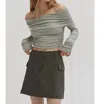 Crescent Holly Off Shoulder Knit Top In Heather Grey In Grey
