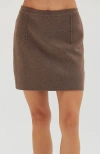 Crescent Jacquard Knit Mini Skirt In Brown