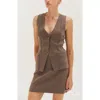 Crescent Jacquard Knit Vest In Brown