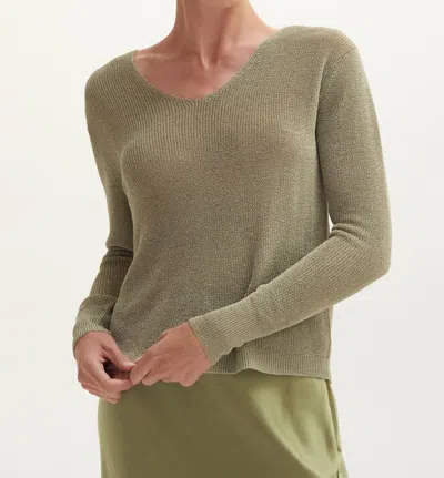 Crescent Joelene Shimmer Sweater Top In Eucalyptus In Green