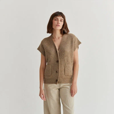 Crescent Kenzie Waffle Vest In Brown