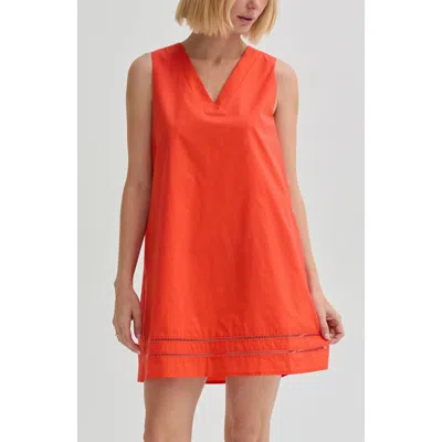 Crescent Lattice Trim Poplin Mini Dress In Orange