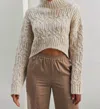 Crescent Lenore Mock Neck Cropped Sweater In White In White