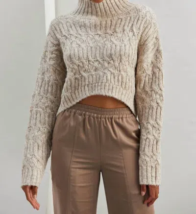 Crescent Lenore Mock Neck Cropped Sweater In White