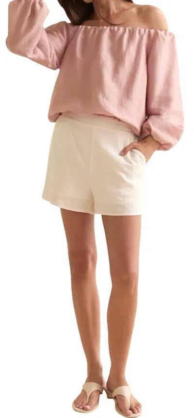 Crescent Liana Off Shoulder Bubble Hem Top In Dusty Pink