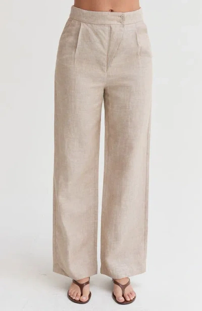 Crescent Linen Wide Leg Pants In Neutral