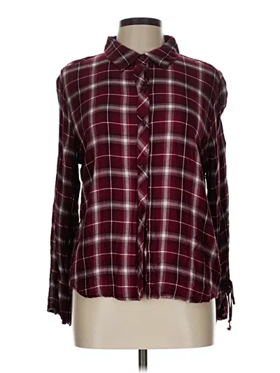 Pre-owned Crescent Long Sleeve Blouse In Burgundy