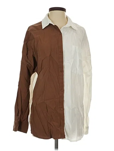 Pre-owned Crescent Long Sleeve Button Down Shirt In Brown
