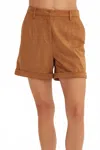 Crescent Lori Suede Cuffed Shorts In Camel In Brown