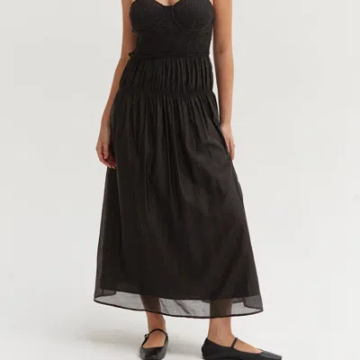 Crescent Lucy Tencel Blend Midi Dress In Black