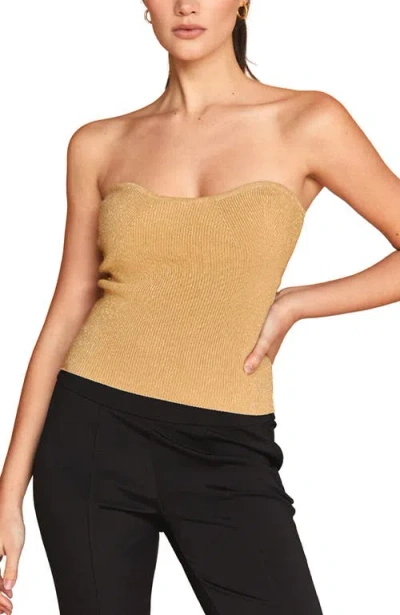 Crescent Lurex Rib Corset Top In Gold