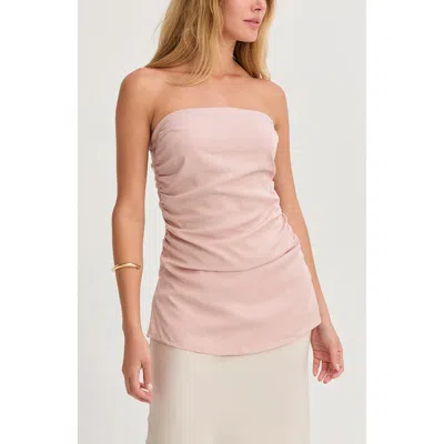 Crescent Lyocell Ruched Tube Top In Pink