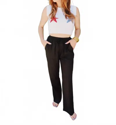 Crescent Lyra Linen Straight Leg Pants In Black