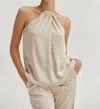 Crescent Maria Satin Halter Top In Cream In White