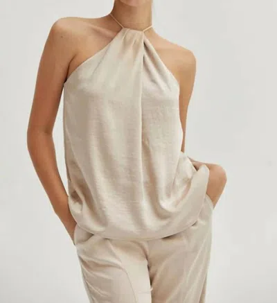 Crescent Maria Satin Halter Top In Cream In White
