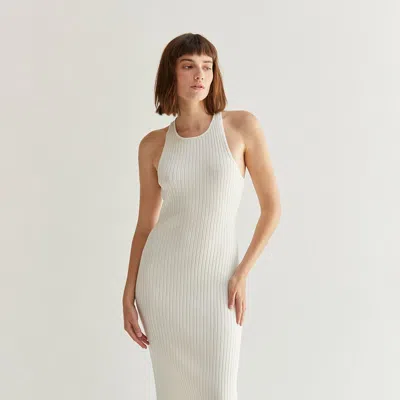 Crescent Marla Rib Knit Maxi Dress In White
