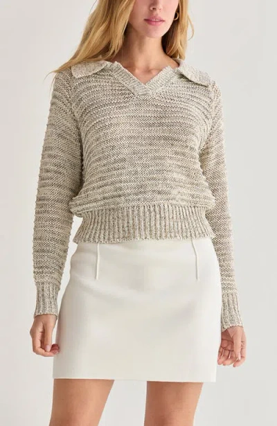 Crescent Marled Polo Sweater In Gold