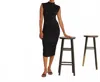Crescent Maya Mock Neck Midi Dress In Black In Black