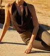 Crescent Melanie Cowl Neck Halter Sweater In Espresso In Brown