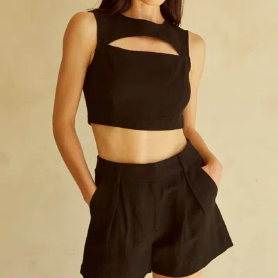 Crescent Milly Cut-out Top Set In Black