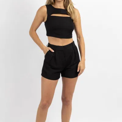 Crescent Milly Linen Short Set In Midnight In Multi