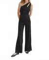 Crescent Molly One Shoulder Jumpsuit In Black In Black