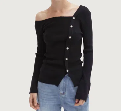 Crescent Monica One Shoulder Top In Black