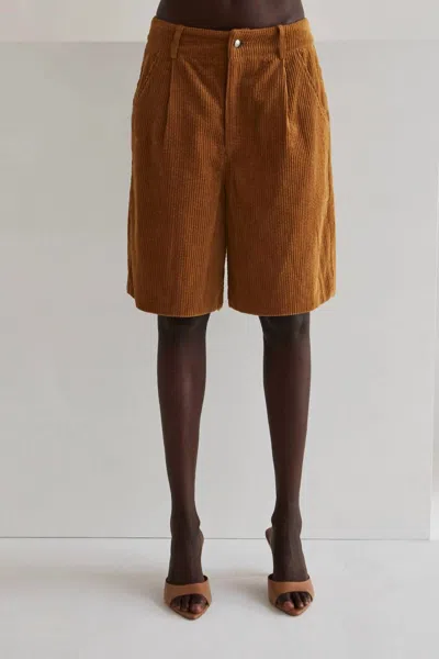 Crescent Myrtle Corduroy Bermuda Shorts In Camel In Brown