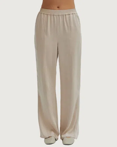 Crescent Nadia Pull-on Satin Trousers Pants In Cream In Brown