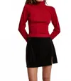 Crescent Nadia Turtleneck Tie Back Knit Top In Ruby In Pink