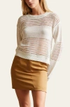 Crescent Netted Pullover Sweater In Cream