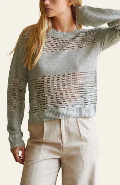 Crescent Netted Pullover Sweater In Mist
