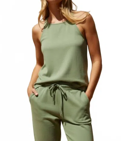 Crescent Nova Back Twist Cupro Tank In Green
