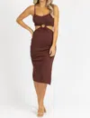 Crescent O-ring Lennon Midi Dress In Chocolate In Red