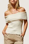 Crescent Off Shoulder Knit Top In White In Neutral
