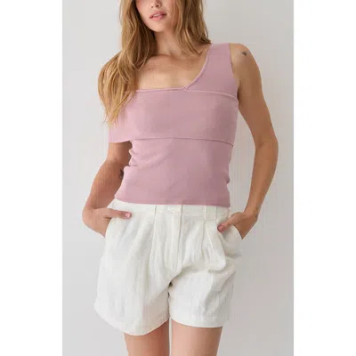 Crescent One Shoulder Knit Top In Purple