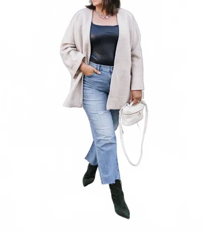 Crescent Open Front Jacket In Bone In Gray