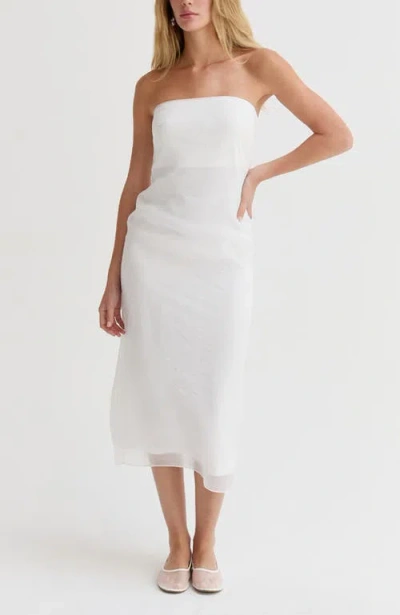 Crescent Organza Tube Midi Dress In Multi