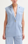 Crescent Oversized Blazer Vest In Blue
