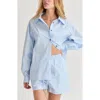 Crescent Oversized Poplin Shirt Two Piece Set In Blue