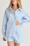 Crescent Oversized Poplin Shirt Two Piece Set In Blue