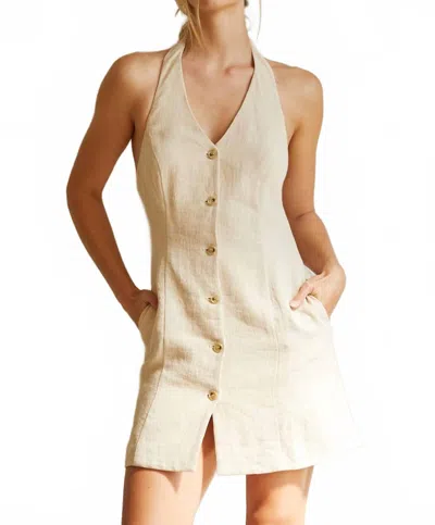 Crescent Patty Halter Mini Dress In Tan In Gold