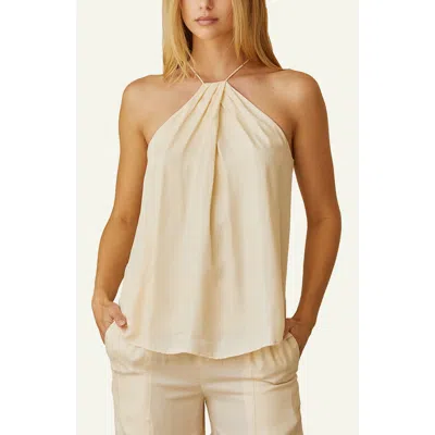 Crescent Pleated Halter Cupro Blend Top In Burgundy