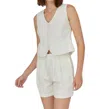 Crescent Pleated Linen Shorts In White In White