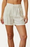 Crescent Pleated Linen Shorts In White In White