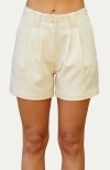 Crescent Pleated Trouser Shorts In Cream